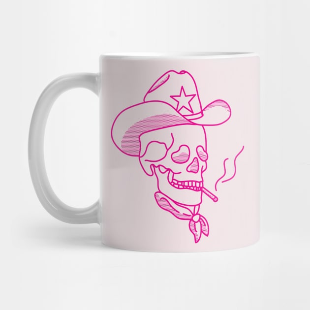 Hot Pink Western Cowboy Hat Skull Smoking by YourGoods